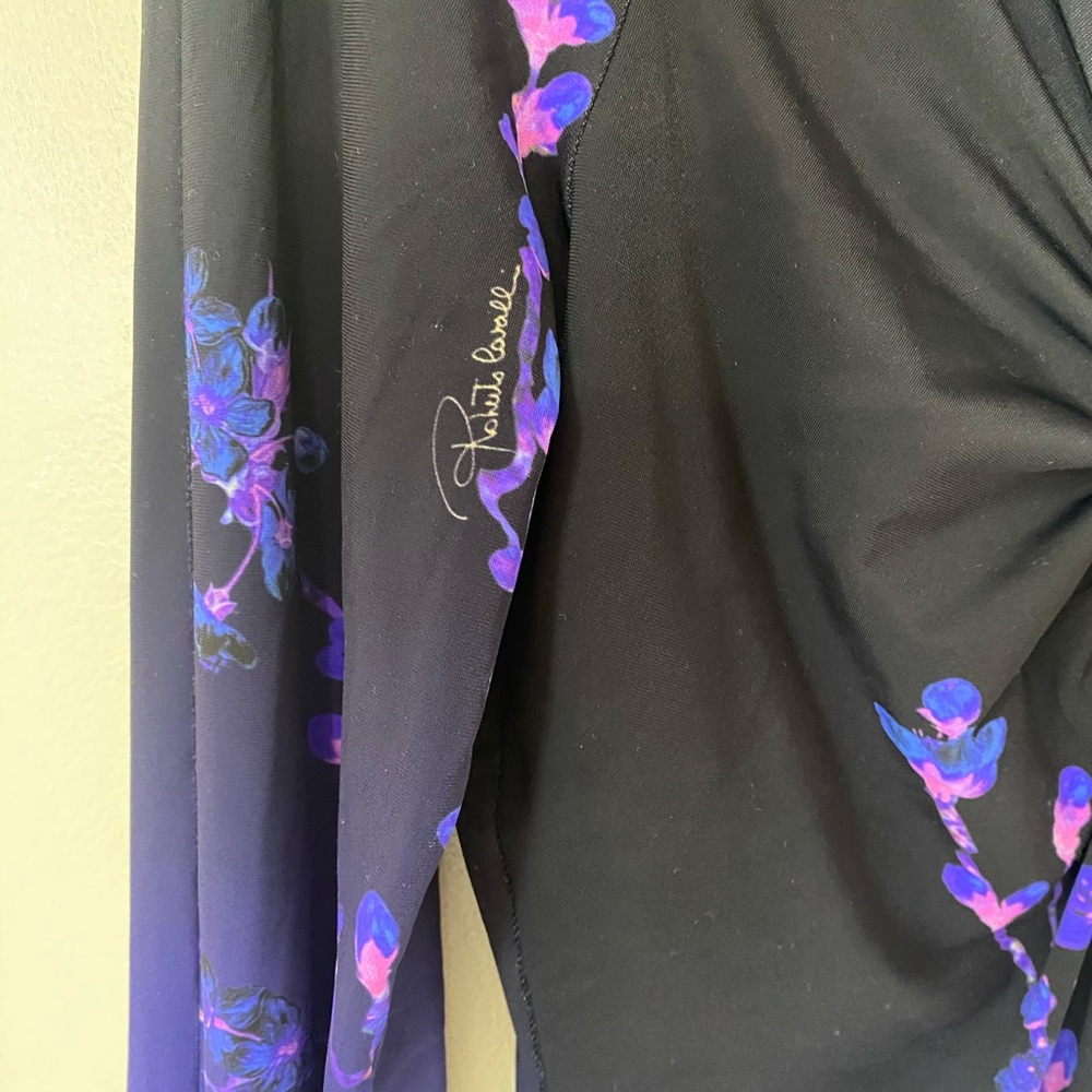 Roberto Cavalli Purple Floral Print Jersey Ruched Top - Picture 4 of 9